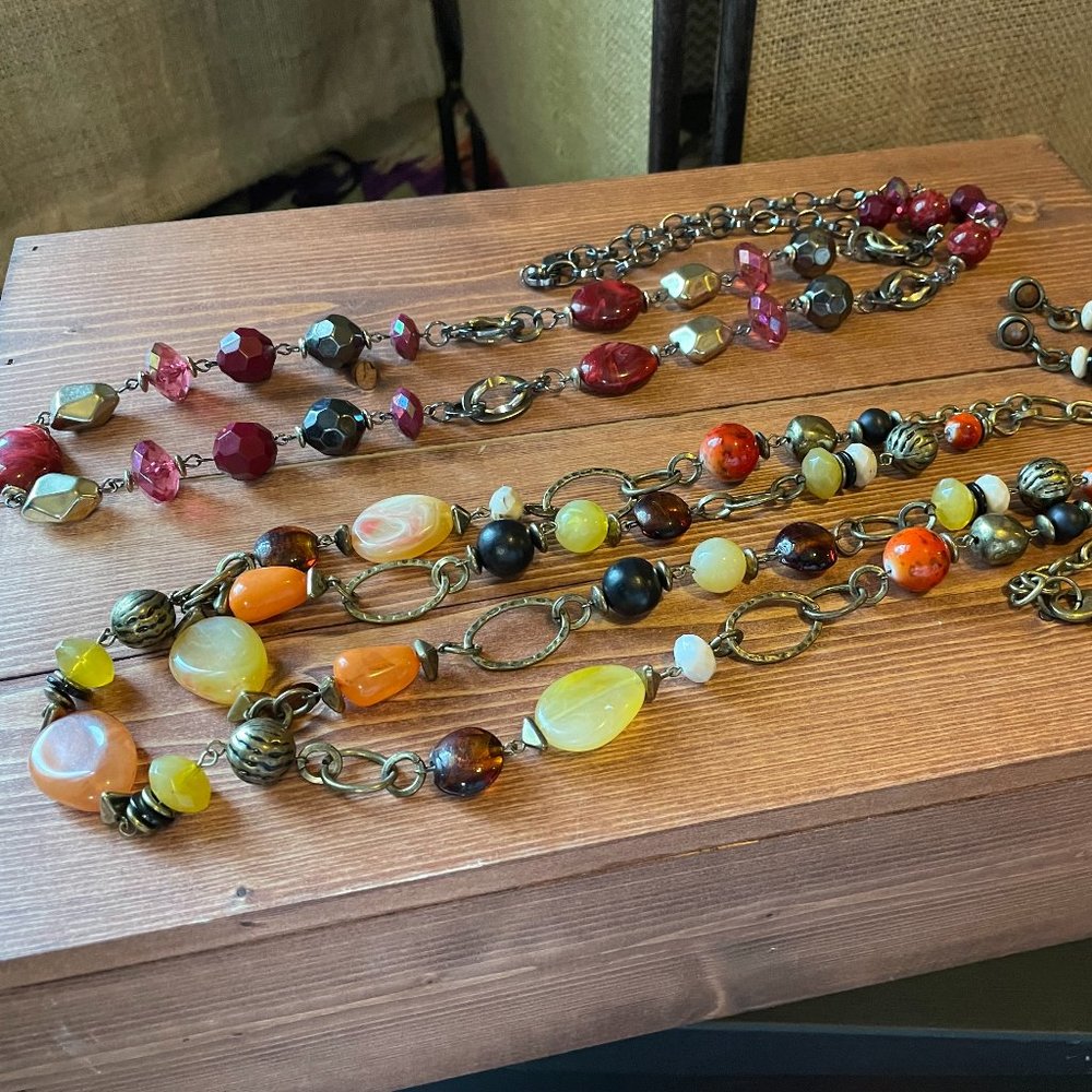 Set of 2 Fashion Necklaces + Earrings
